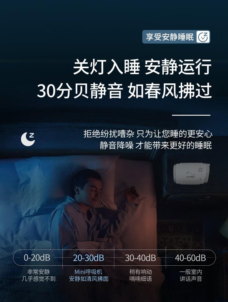 瑞思迈AirMini呼吸机家用蓝牙APP医疗无创打呼噜睡眠止鼾器